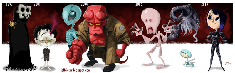 Illustration for article titled Fantastic cartoons show the evolution of famous characters and actors